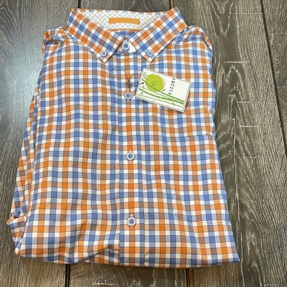 Nicoby Orange and Blue Check Print Long Sleeve Button Down Men's Size Large NWT - Picture 3 of 7